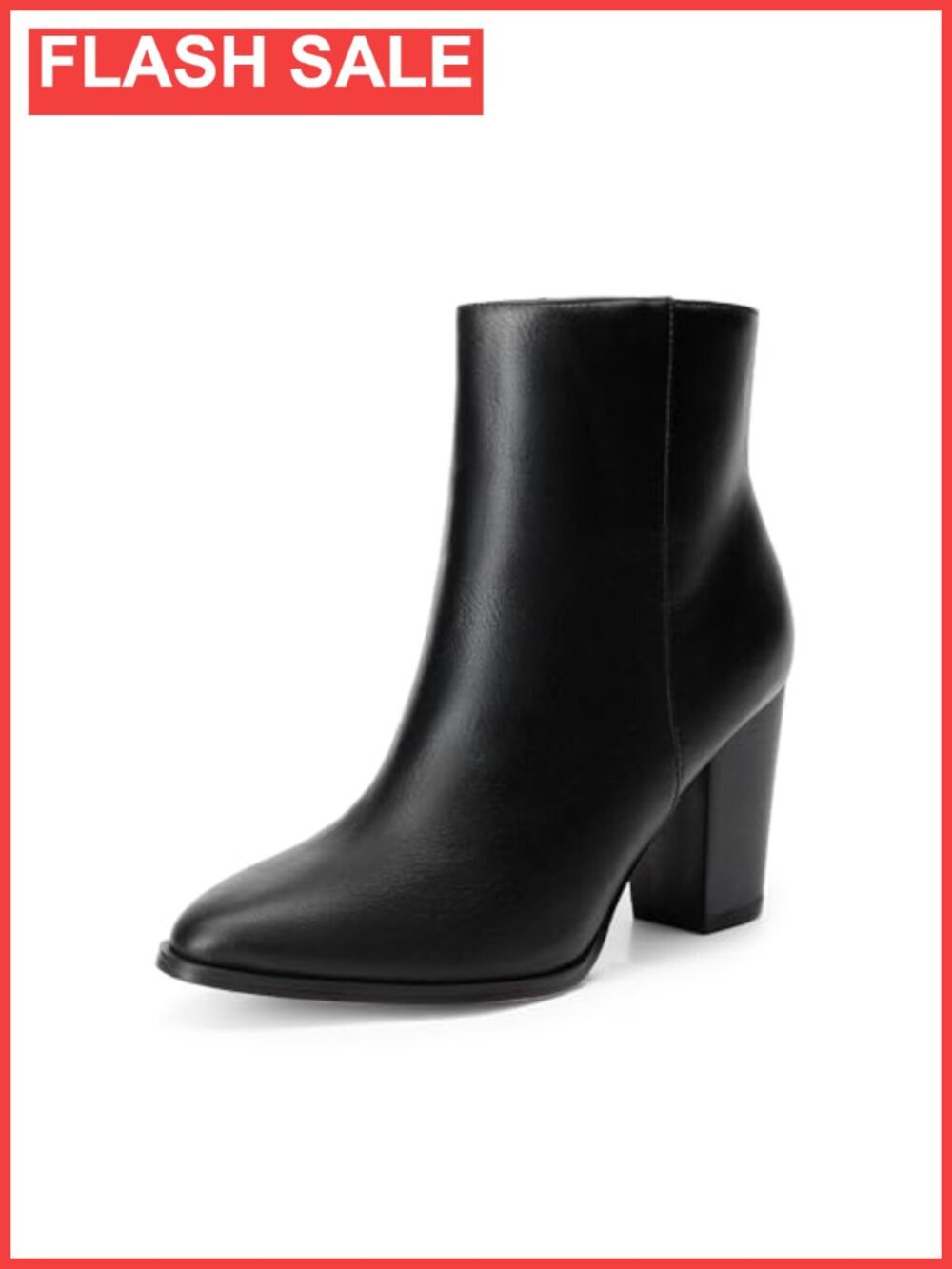 Dream Pairs Women's Faux Leather Chunky Block Heel Ankle Booties Pointed Toe Zip